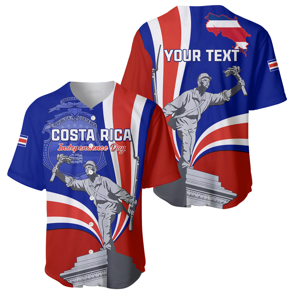 Personalised Costa Rica Independence Day Baseball Jersey Juan Santamaria National Hero - Wonder Print Shop
