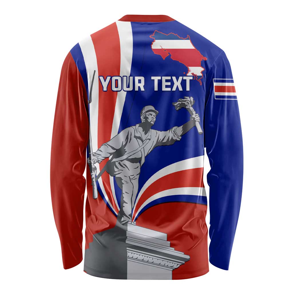Personalised Costa Rica Independence Day Long Sleeve Shirt Juan Santamaria National Hero LT01