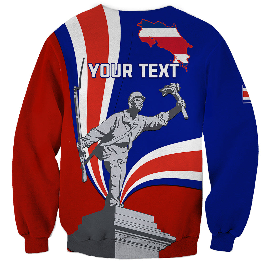 Personalised Costa Rica Independence Day Sweatshirt Juan Santamaria National Hero - Wonder Print Shop