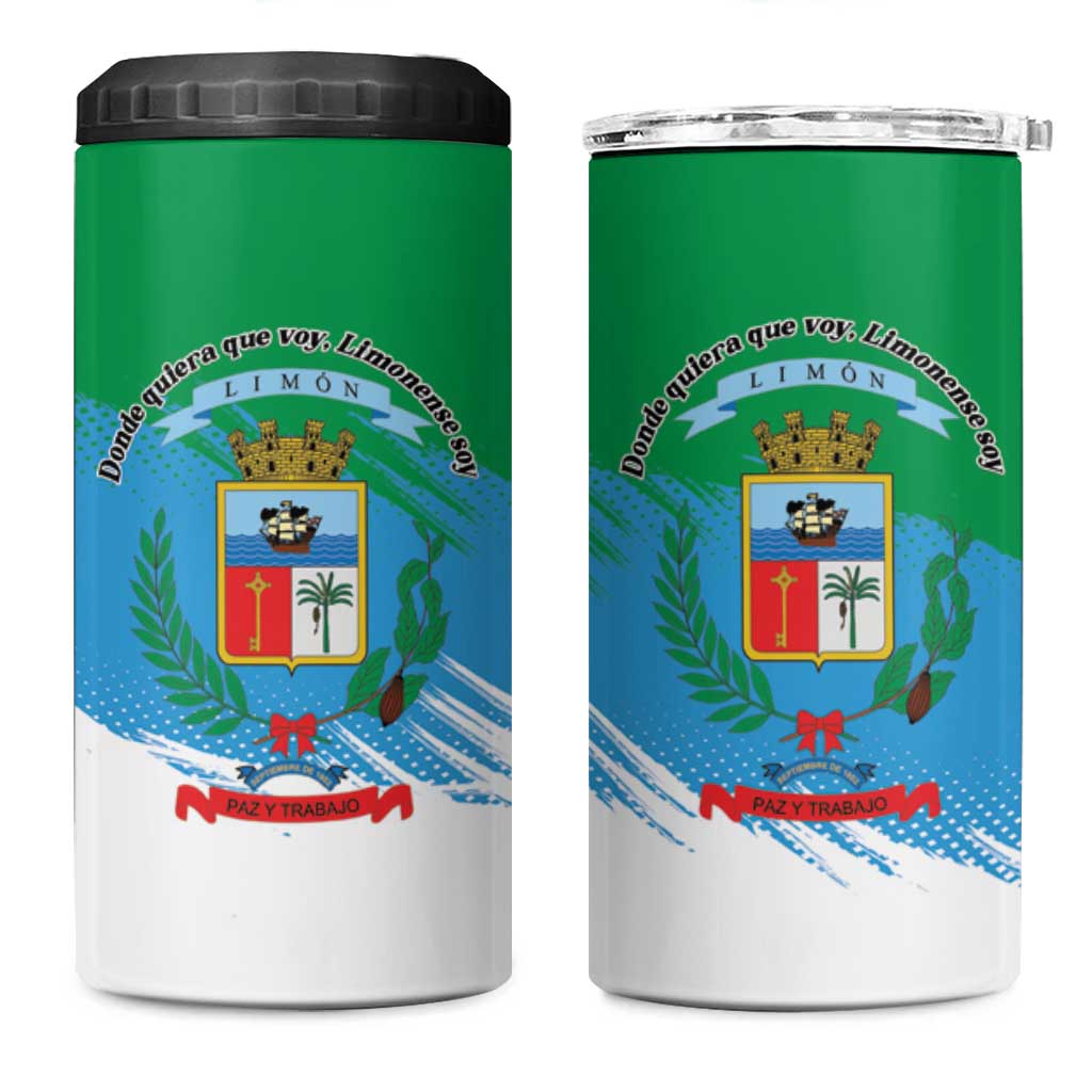 Costa Rica Limón Province 4 in 1 Can Cooler Tumbler Donde Quiera Que Voy Limonense Soy - Wonder Print Shop