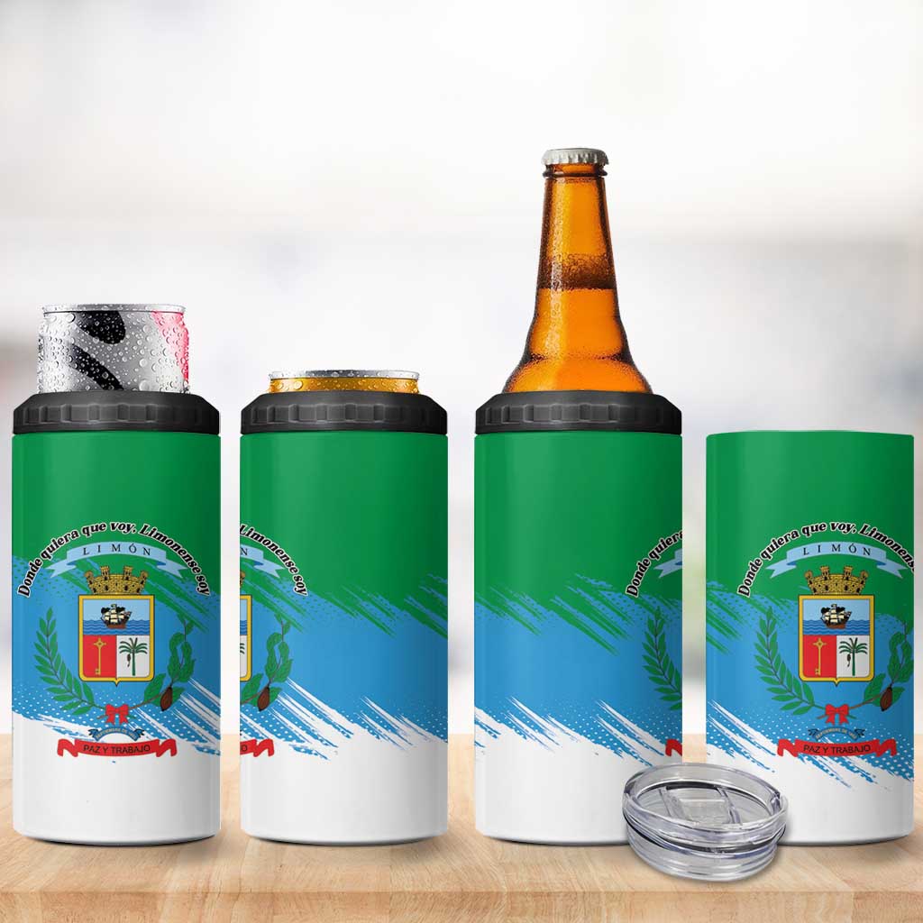 Costa Rica Limón Province 4 in 1 Can Cooler Tumbler Donde Quiera Que Voy Limonense Soy - Wonder Print Shop