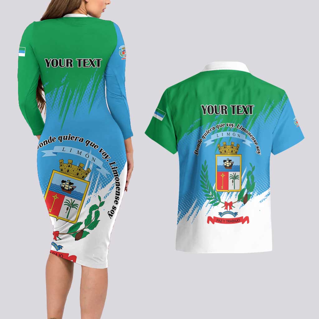Personalized Costa Rica Limón Province Couples Matching Long Sleeve Bodycon Dress and Hawaiian Shirt Donde Quiera Que Voy Limonense Soy - Wonder Print Shop
