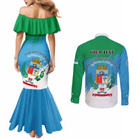 Personalized Costa Rica Limón Province Couples Matching Mermaid Dress and Long Sleeve Button Shirt Donde Quiera Que Voy Limonense Soy - Wonder Print Shop