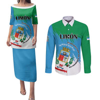 Personalized Costa Rica Limón Province Couples Matching Puletasi and Long Sleeve Button Shirt Donde Quiera Que Voy Limonense Soy - Wonder Print Shop
