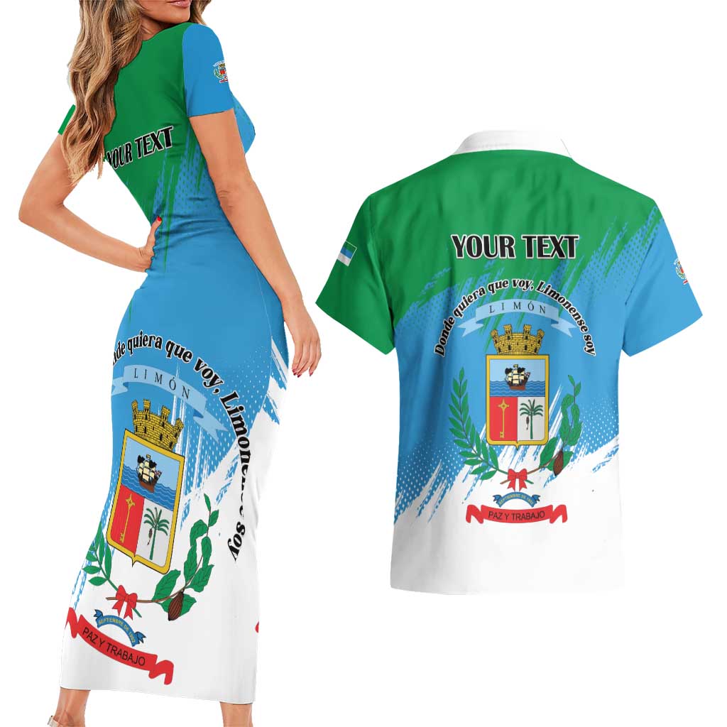 Personalized Costa Rica Limón Province Couples Matching Short Sleeve Bodycon Dress and Hawaiian Shirt Donde Quiera Que Voy Limonense Soy - Wonder Print Shop