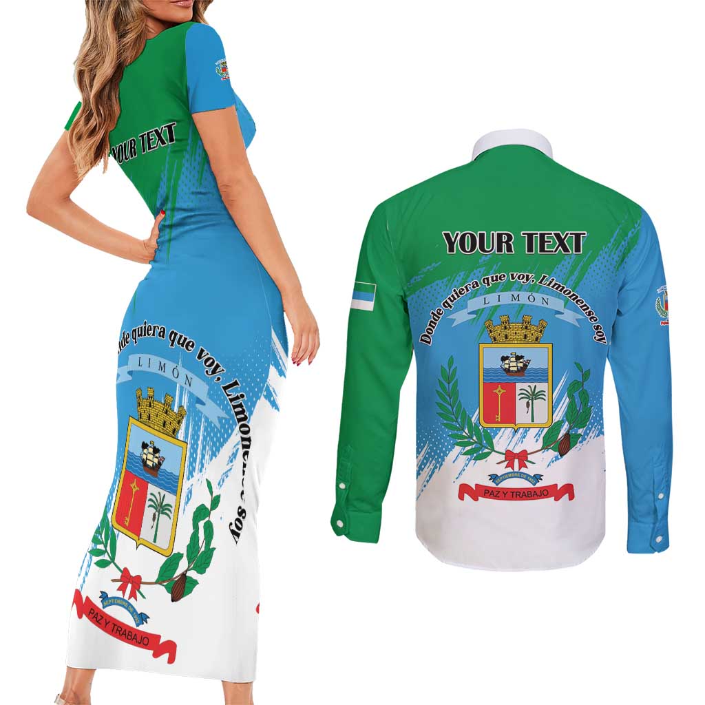 Personalized Costa Rica Limón Province Couples Matching Short Sleeve Bodycon Dress and Long Sleeve Button Shirt Donde Quiera Que Voy Limonense Soy - Wonder Print Shop