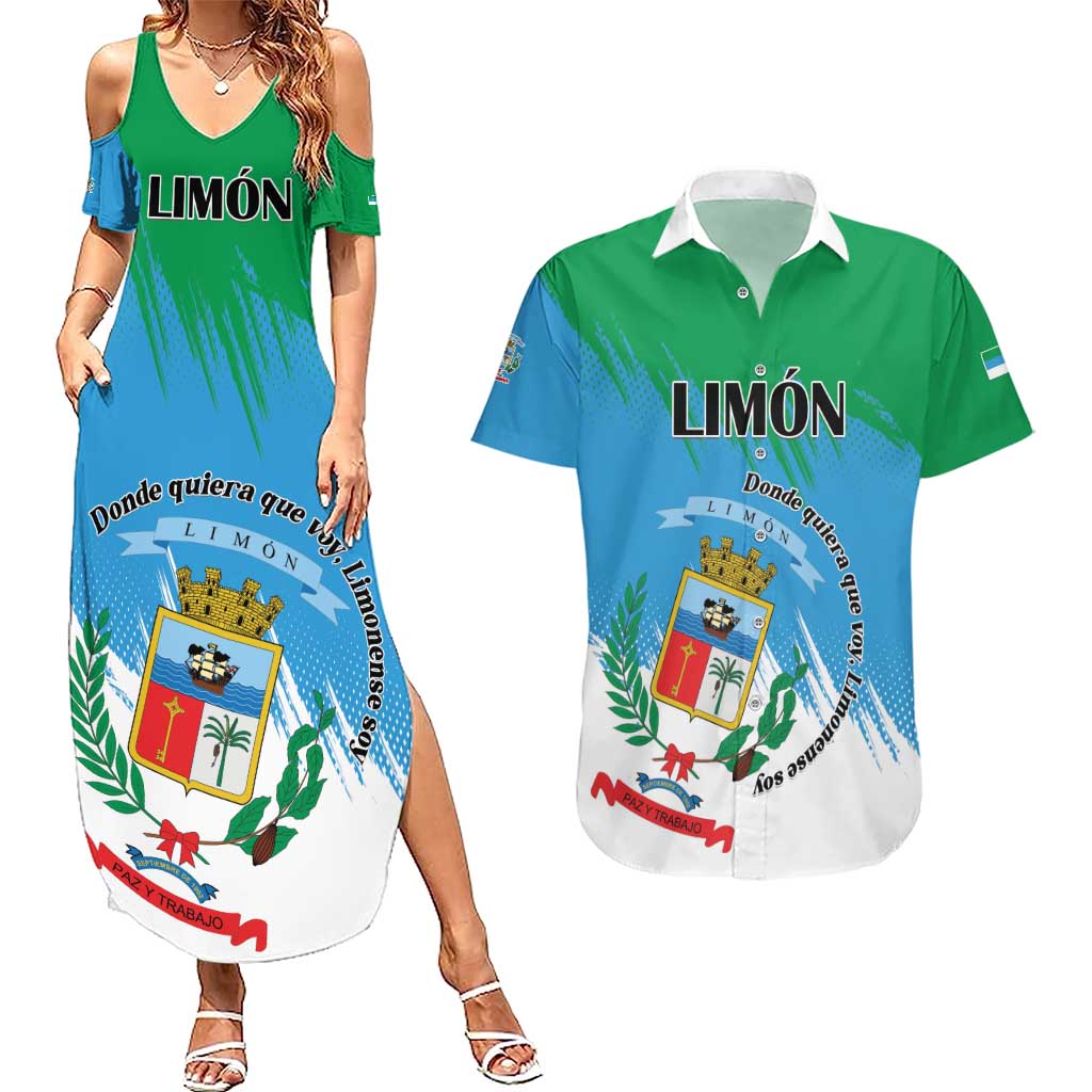 Personalized Costa Rica Limón Province Couples Matching Summer Maxi Dress and Hawaiian Shirt Donde Quiera Que Voy Limonense Soy - Wonder Print Shop