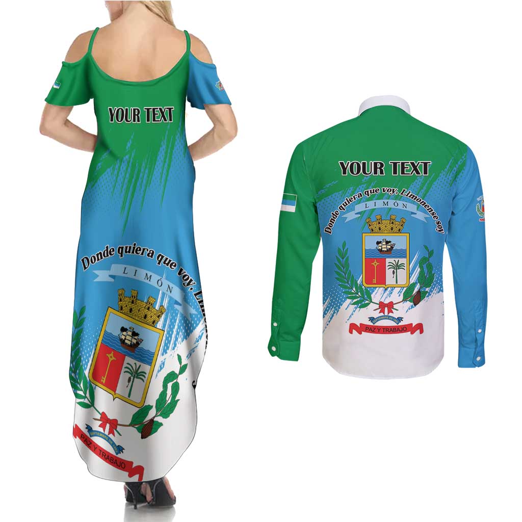 Personalized Costa Rica Limón Province Couples Matching Summer Maxi Dress and Long Sleeve Button Shirt Donde Quiera Que Voy Limonense Soy - Wonder Print Shop