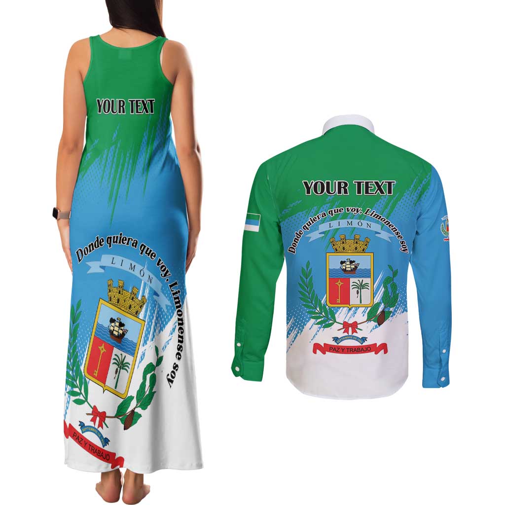 Personalized Costa Rica Limón Province Couples Matching Tank Maxi Dress and Long Sleeve Button Shirt Donde Quiera Que Voy Limonense Soy - Wonder Print Shop