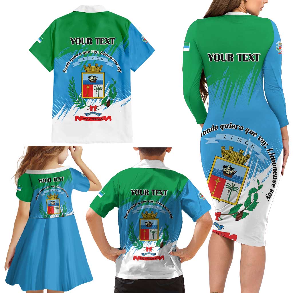 Personalized Costa Rica Limón Province Family Matching Long Sleeve Bodycon Dress and Hawaiian Shirt Donde Quiera Que Voy Limonense Soy - Wonder Print Shop