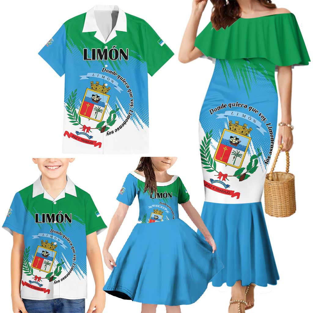Personalized Costa Rica Limón Province Family Matching Mermaid Dress and Hawaiian Shirt Donde Quiera Que Voy Limonense Soy - Wonder Print Shop