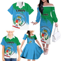 Personalized Costa Rica Limón Province Family Matching Off The Shoulder Long Sleeve Dress and Hawaiian Shirt Donde Quiera Que Voy Limonense Soy - Wonder Print Shop