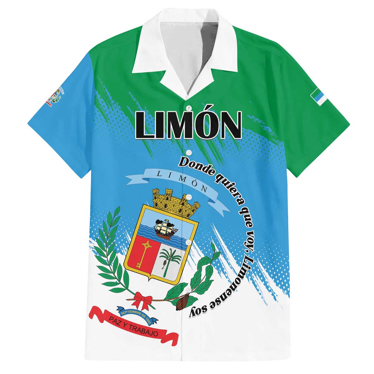 Personalized Costa Rica Limón Province Family Matching Off The Shoulder Long Sleeve Dress and Hawaiian Shirt Donde Quiera Que Voy Limonense Soy - Wonder Print Shop