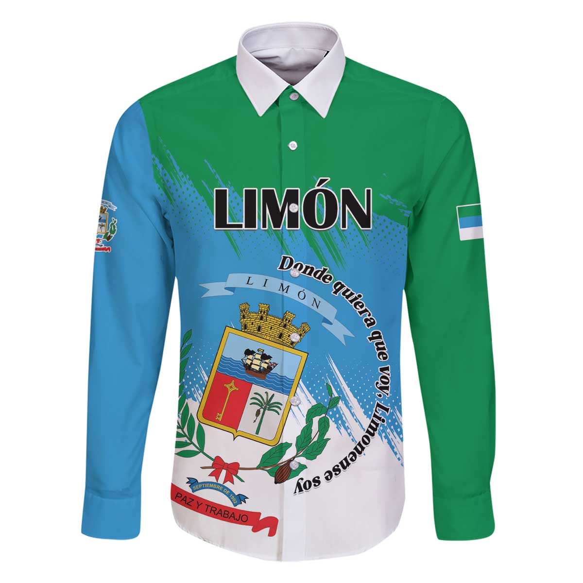 Personalized Costa Rica Limón Province Family Matching Off The Shoulder Long Sleeve Dress and Hawaiian Shirt Donde Quiera Que Voy Limonense Soy - Wonder Print Shop