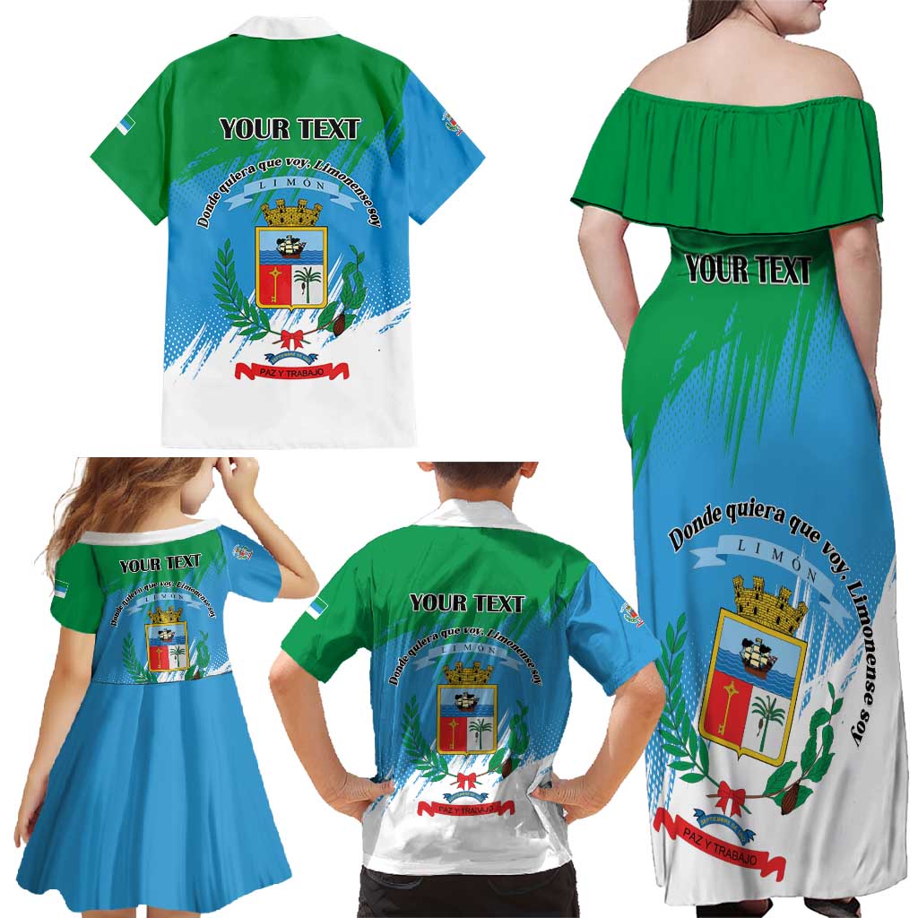 Personalized Costa Rica Limón Province Family Matching Off Shoulder Maxi Dress and Hawaiian Shirt Donde Quiera Que Voy Limonense Soy - Wonder Print Shop