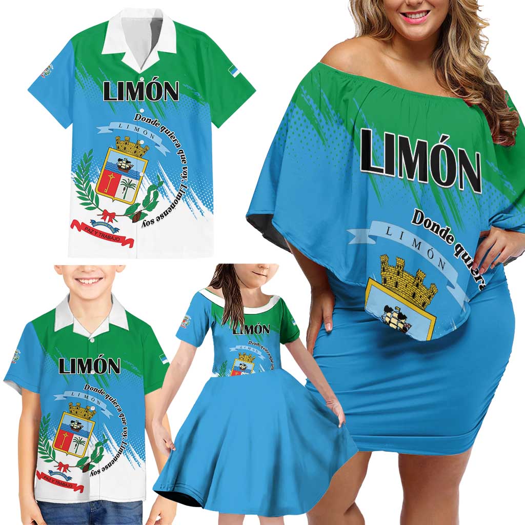 Personalized Costa Rica Limón Province Family Matching Off Shoulder Short Dress and Hawaiian Shirt Donde Quiera Que Voy Limonense Soy - Wonder Print Shop