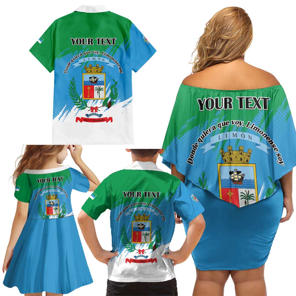 Personalized Costa Rica Limón Province Family Matching Off Shoulder Short Dress and Hawaiian Shirt Donde Quiera Que Voy Limonense Soy - Wonder Print Shop