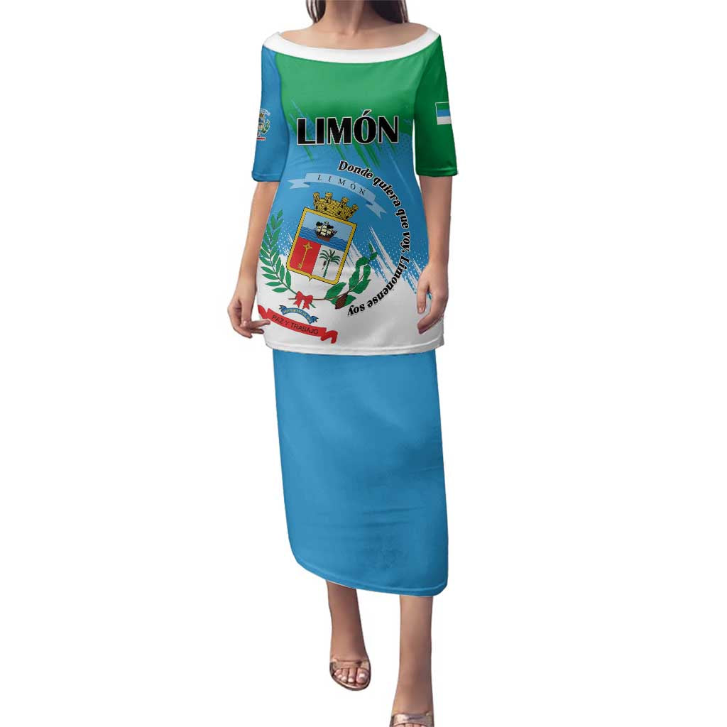 Personalized Costa Rica Limón Province Family Matching Puletasi and Hawaiian Shirt Donde Quiera Que Voy Limonense Soy - Wonder Print Shop