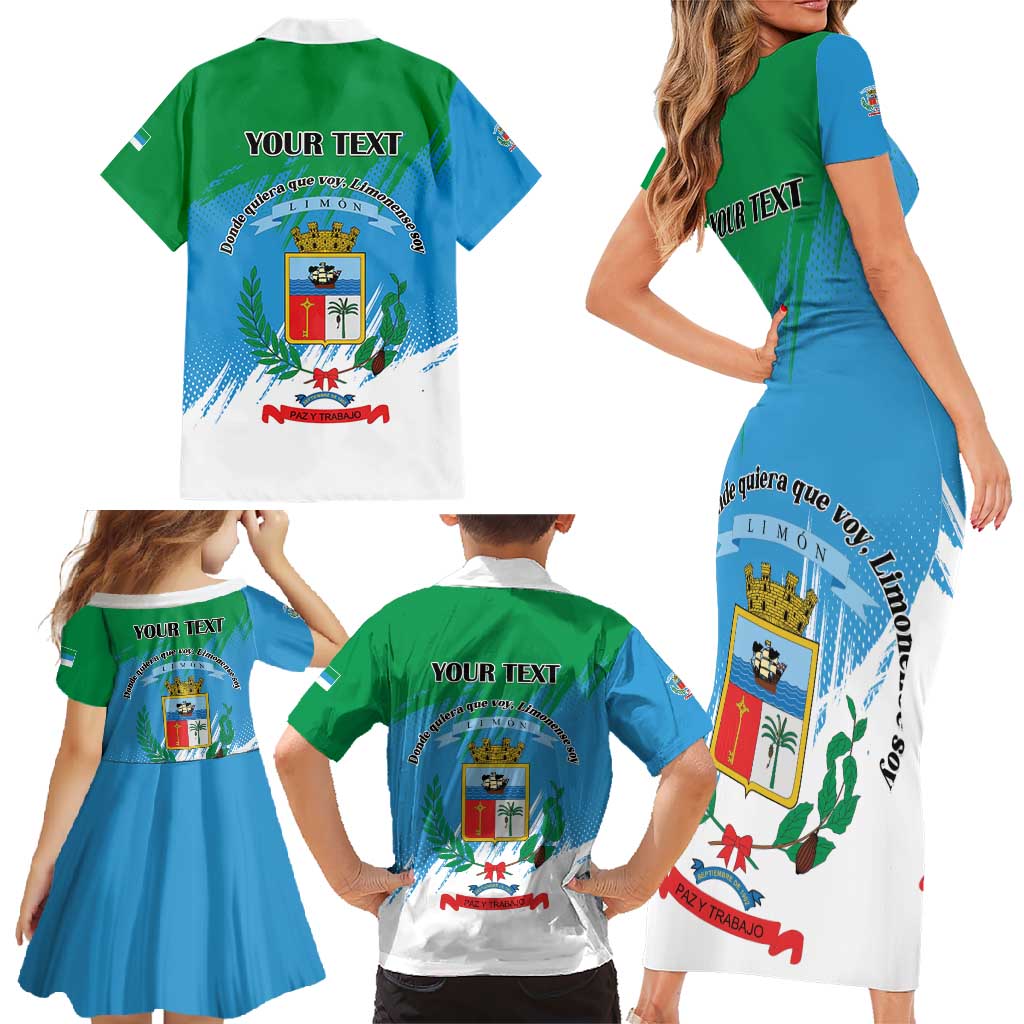 Personalized Costa Rica Limón Province Family Matching Short Sleeve Bodycon Dress and Hawaiian Shirt Donde Quiera Que Voy Limonense Soy - Wonder Print Shop