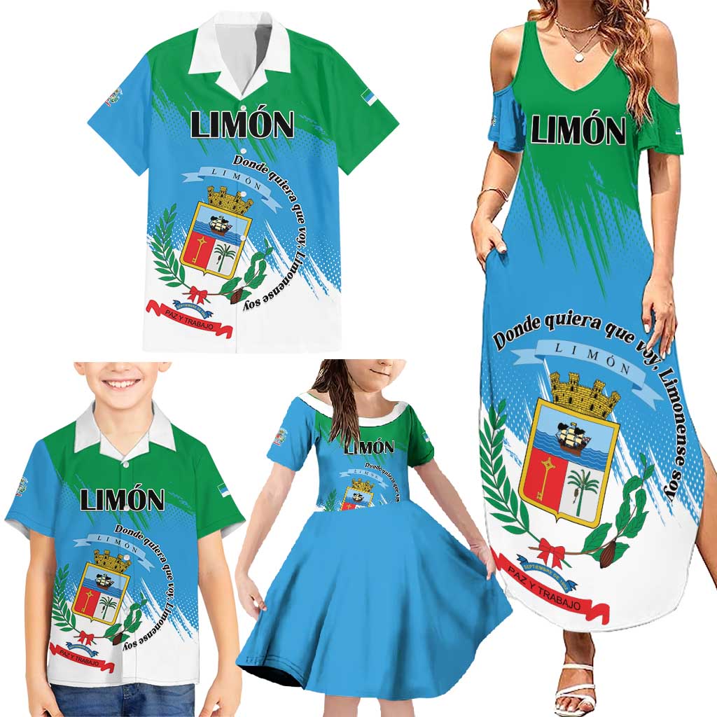 Personalized Costa Rica Limón Province Family Matching Summer Maxi Dress and Hawaiian Shirt Donde Quiera Que Voy Limonense Soy - Wonder Print Shop