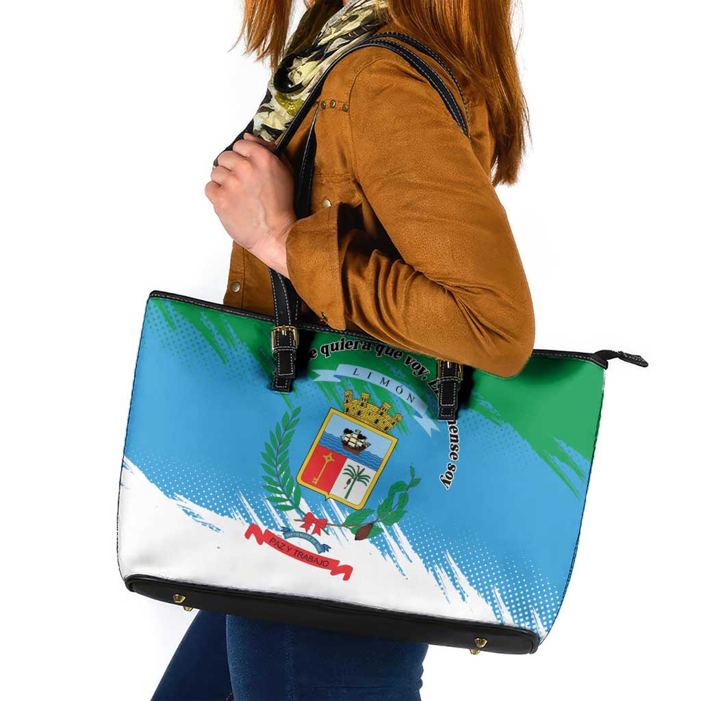 Costa Rica Limón Province Leather Tote Bag Donde Quiera Que Voy Limonense Soy - Wonder Print Shop