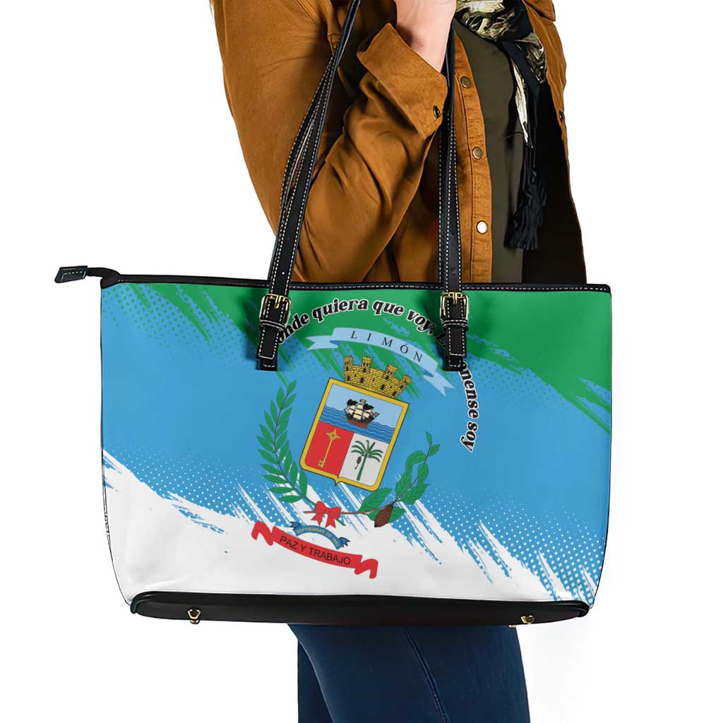Costa Rica Limón Province Leather Tote Bag Donde Quiera Que Voy Limonense Soy - Wonder Print Shop