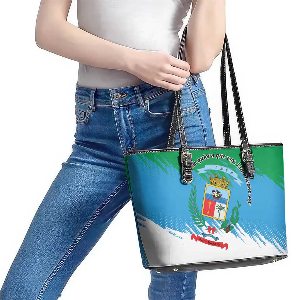 Costa Rica Limón Province Leather Tote Bag Donde Quiera Que Voy Limonense Soy - Wonder Print Shop