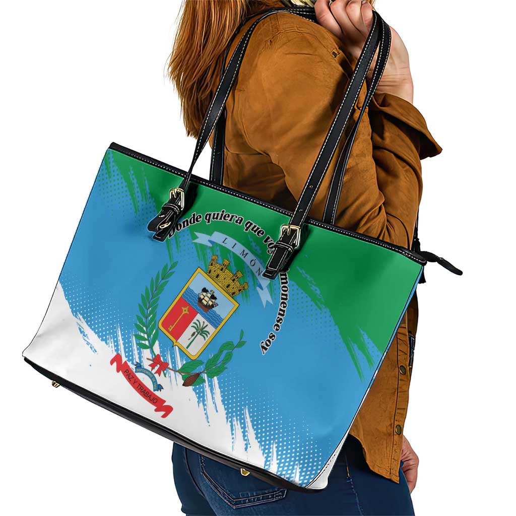 Costa Rica Limón Province Leather Tote Bag Donde Quiera Que Voy Limonense Soy - Wonder Print Shop