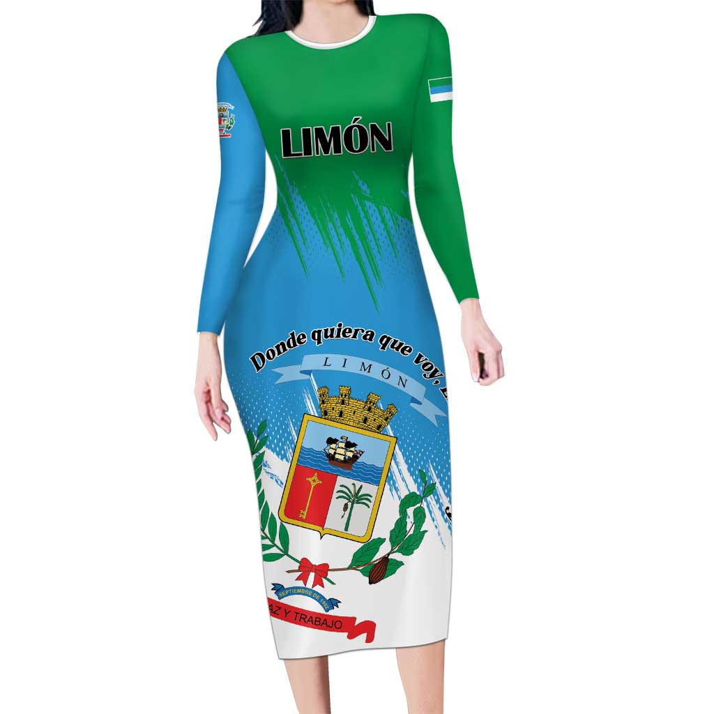Personalized Costa Rica Limón Province Long Sleeve Bodycon Dress Donde Quiera Que Voy Limonense Soy - Wonder Print Shop