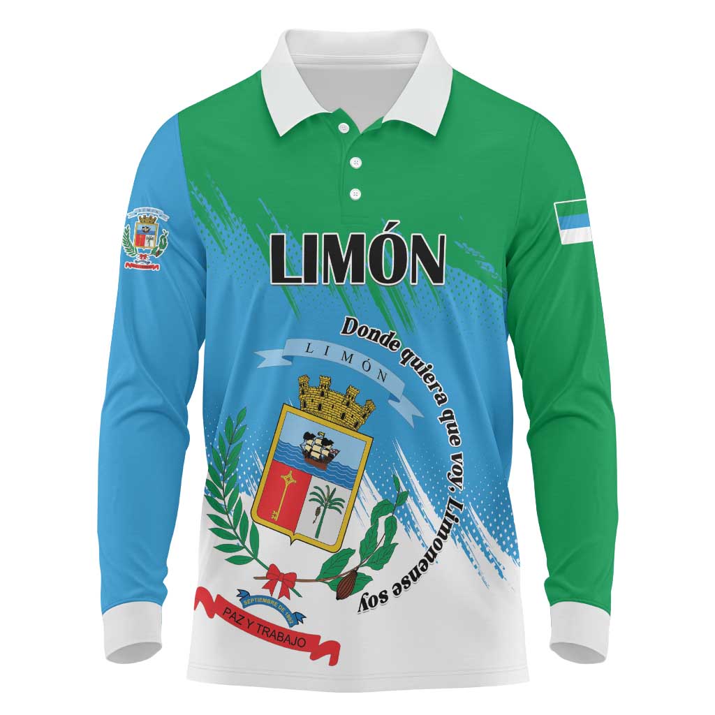 Personalized Costa Rica Limón Province Long Sleeve Polo Shirt Donde Quiera Que Voy Limonense Soy - Wonder Print Shop