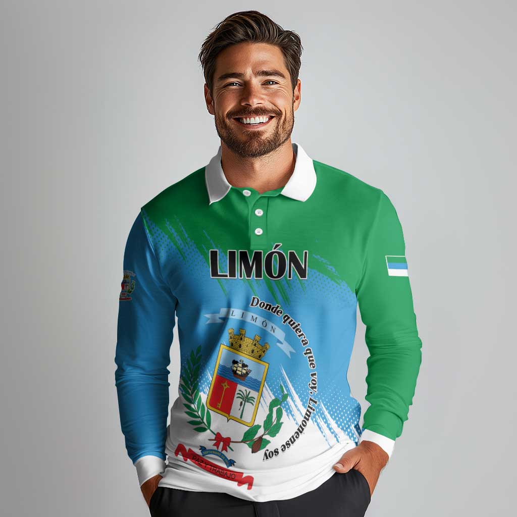 Personalized Costa Rica Limón Province Long Sleeve Polo Shirt Donde Quiera Que Voy Limonense Soy - Wonder Print Shop
