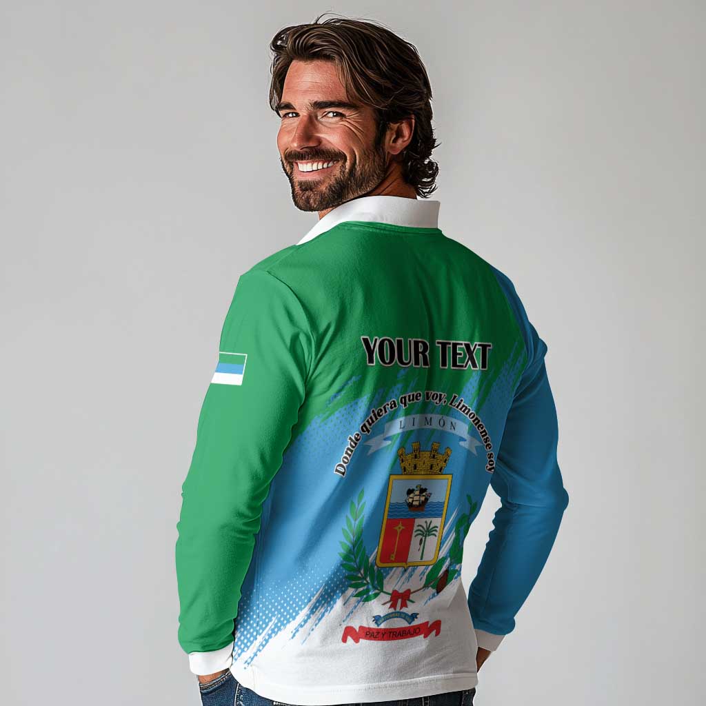 Personalized Costa Rica Limón Province Long Sleeve Polo Shirt Donde Quiera Que Voy Limonense Soy - Wonder Print Shop