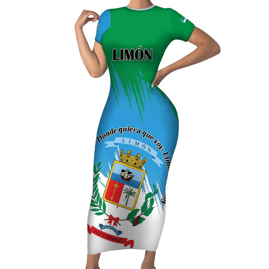 Personalized Costa Rica Limón Province Short Sleeve Bodycon Dress Donde Quiera Que Voy Limonense Soy - Wonder Print Shop