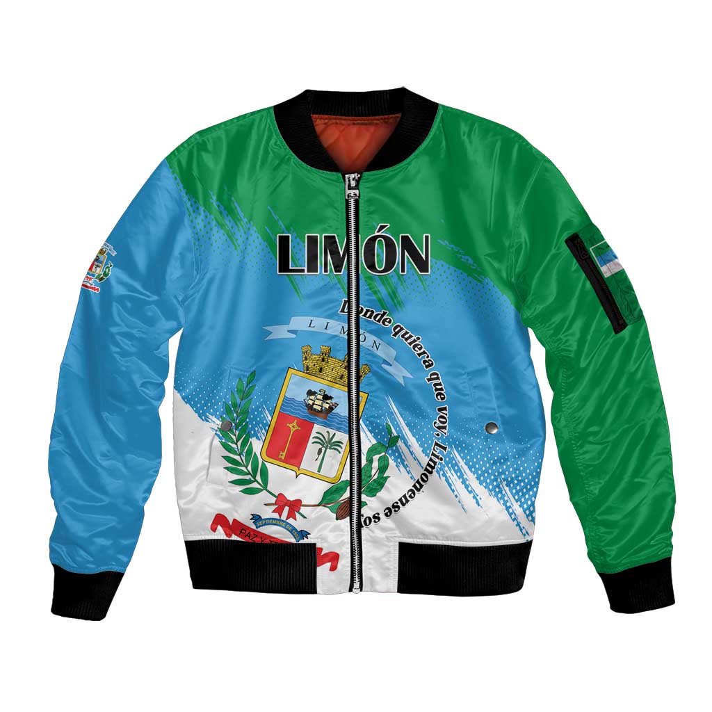 Personalized Costa Rica Limón Province Sleeve Zip Bomber Jacket Donde Quiera Que Voy Limonense Soy - Wonder Print Shop