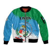 Personalized Costa Rica Limón Province Sleeve Zip Bomber Jacket Donde Quiera Que Voy Limonense Soy - Wonder Print Shop