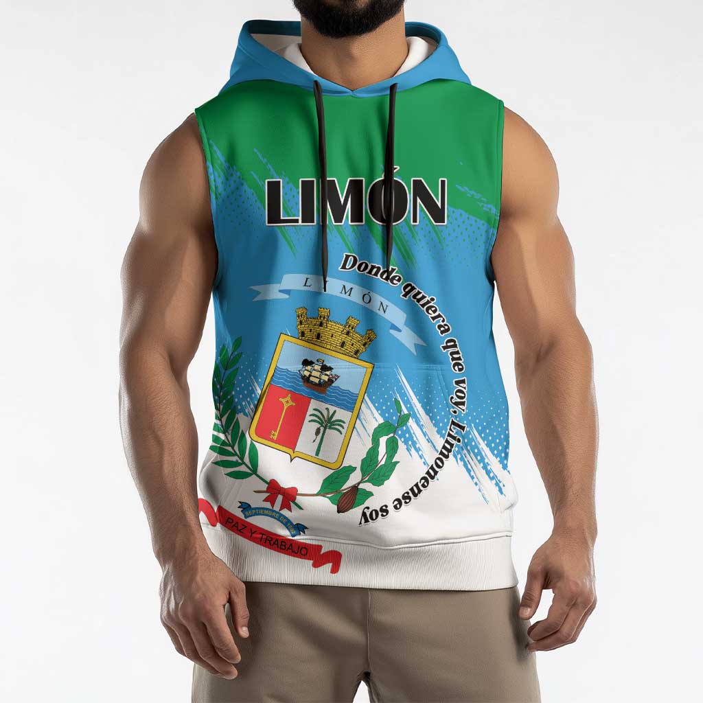 Personalized Costa Rica Limón Province Sleeveless Hoodie Donde Quiera Que Voy Limonense Soy - Wonder Print Shop