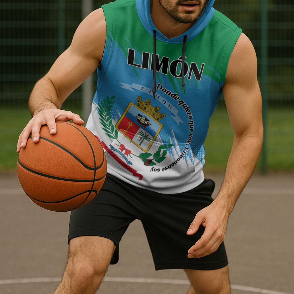 Personalized Costa Rica Limón Province Sleeveless Hoodie Donde Quiera Que Voy Limonense Soy - Wonder Print Shop