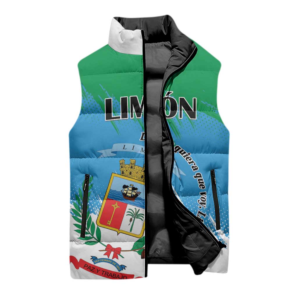 Personalized Costa Rica Limón Province Sleeveless Puffer Jacket Donde Quiera Que Voy Limonense Soy - Wonder Print Shop