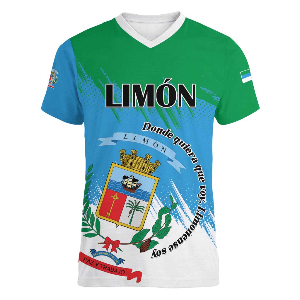 Personalized Costa Rica Limón Province Women V-Neck T-Shirt Donde Quiera Que Voy Limonense Soy - Wonder Print Shop