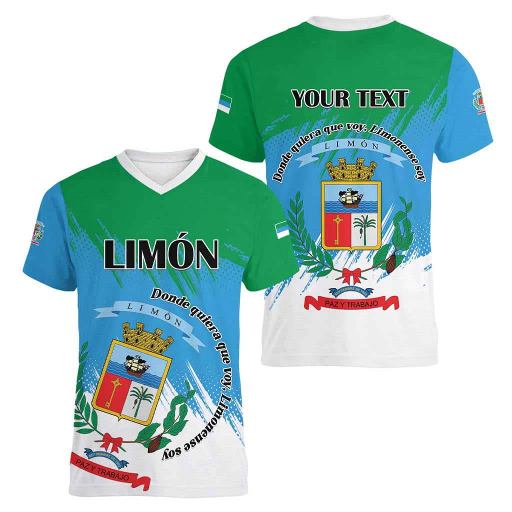 Personalized Costa Rica Limón Province Women V-Neck T-Shirt Donde Quiera Que Voy Limonense Soy - Wonder Print Shop
