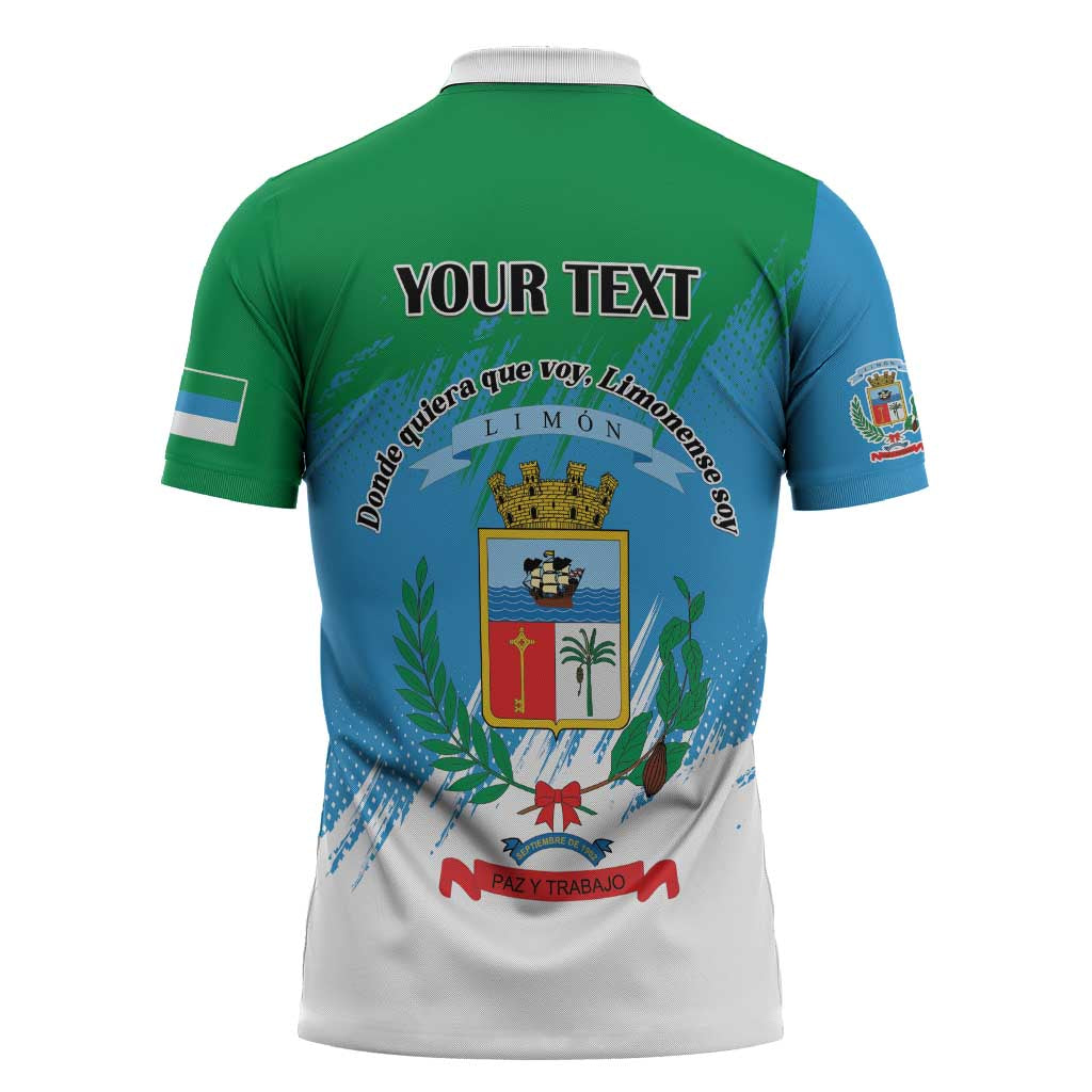 Personalized Costa Rica Limón Province Zipper Polo Shirt Donde Quiera Que Voy Limonense Soy - Wonder Print Shop