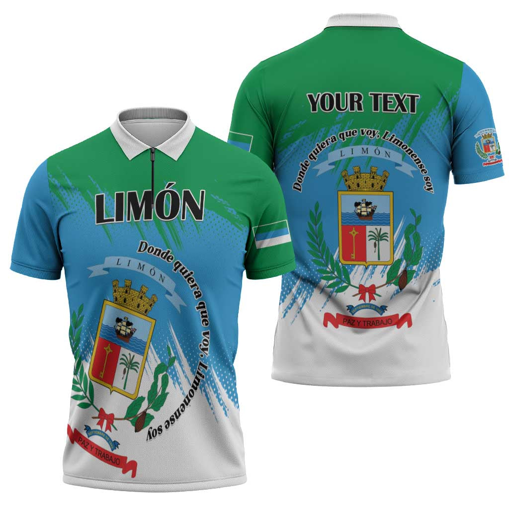 Personalized Costa Rica Limón Province Zipper Polo Shirt Donde Quiera Que Voy Limonense Soy - Wonder Print Shop