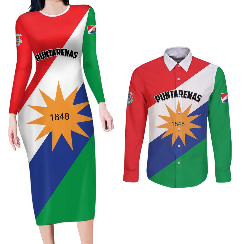 Personalized Costa Rica Puntarenas Province Since 1519 Couples Matching Long Sleeve Bodycon Dress and Long Sleeve Button Shirt - Wonder Print Shop