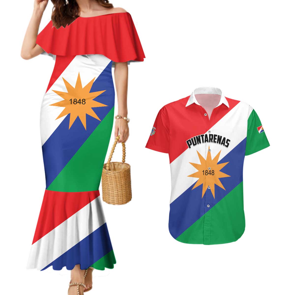 Personalized Costa Rica Puntarenas Province Since 1519 Couples Matching Mermaid Dress and Hawaiian Shirt - Wonder Print Shop