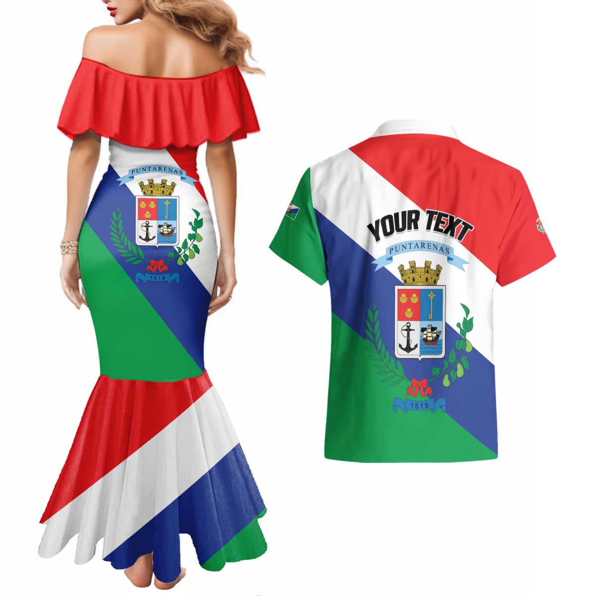 Personalized Costa Rica Puntarenas Province Since 1519 Couples Matching Mermaid Dress and Hawaiian Shirt - Wonder Print Shop