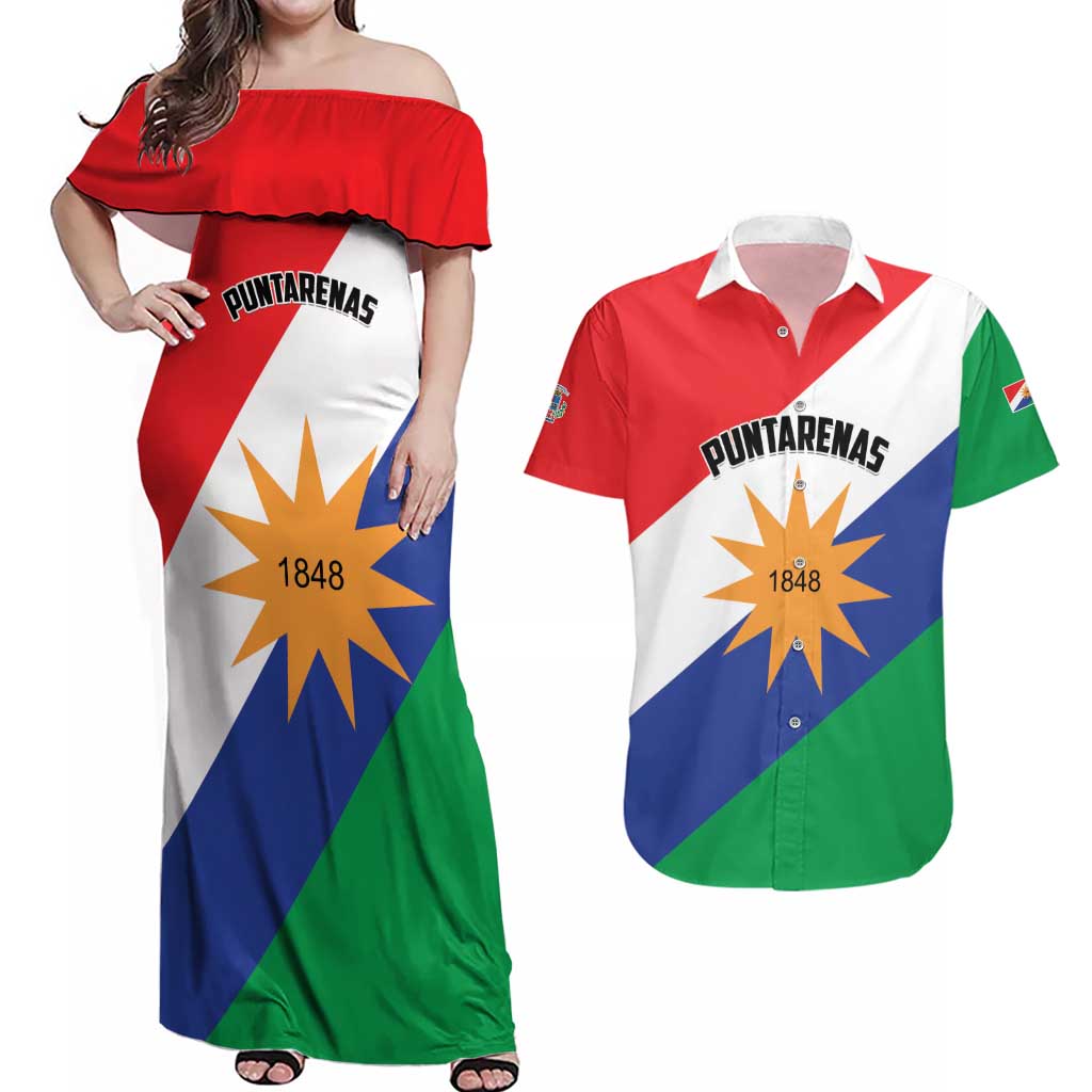 Personalized Costa Rica Puntarenas Province Since 1519 Couples Matching Off Shoulder Maxi Dress and Hawaiian Shirt - Wonder Print Shop