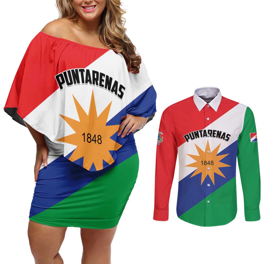 Personalized Costa Rica Puntarenas Province Since 1519 Couples Matching Off Shoulder Short Dress and Long Sleeve Button Shirt - Wonder Print Shop