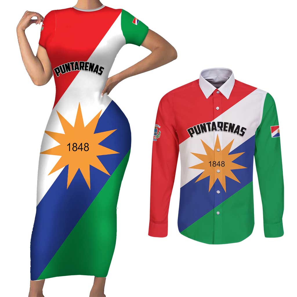 Personalized Costa Rica Puntarenas Province Since 1519 Couples Matching Short Sleeve Bodycon Dress and Long Sleeve Button Shirt - Wonder Print Shop