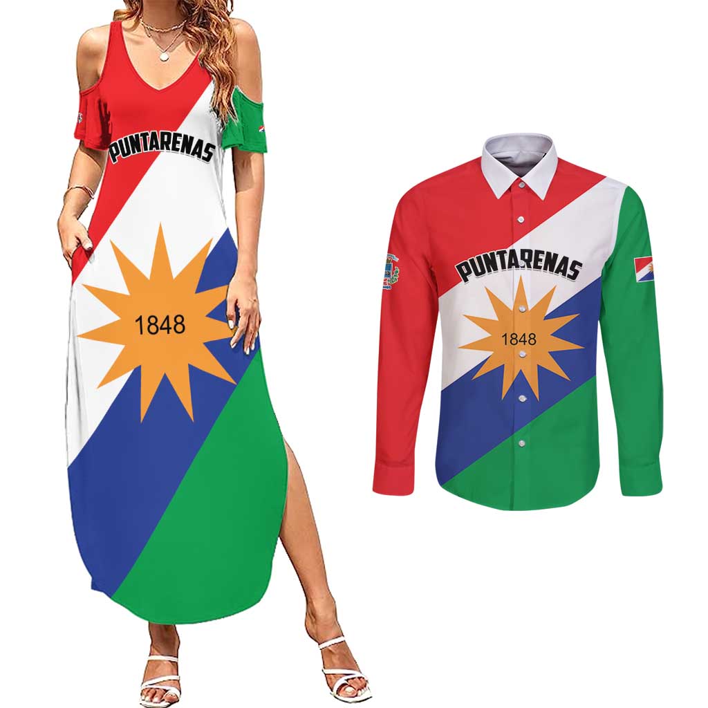 Personalized Costa Rica Puntarenas Province Since 1519 Couples Matching Summer Maxi Dress and Long Sleeve Button Shirt - Wonder Print Shop