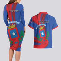 Personalized Costa Rica San José Couples Matching Long Sleeve Bodycon Dress and Hawaiian Shirt Ad Meliora - Wonder Print Shop